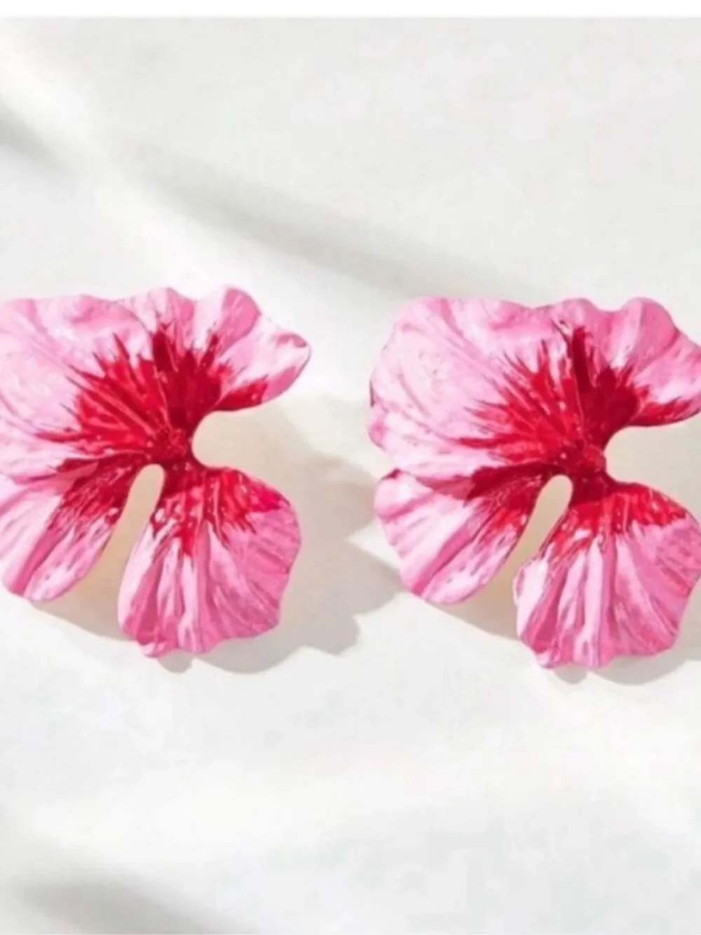 New! Costa Pink Flower Statement Earrings (1017) NWOT